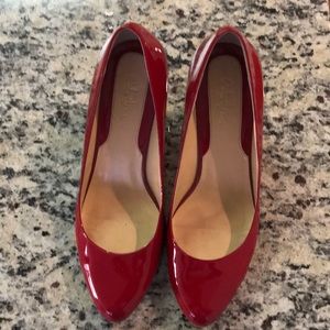 Cole Haan red paten leather pumps